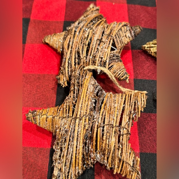 Christmas Holiday Rustic Frosted Twisted Twig Star Ornaments Set - Picture 9 of 12